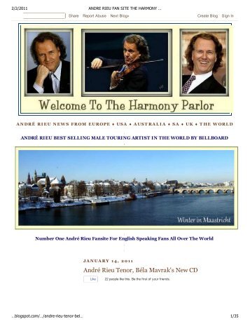 ANDRE RIEU FAN SITE THE HARMONY PARLOR: André Rieu ...