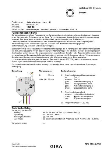 instabus EIB System Sensor Jalousieaktor 1fach UP 1047 00 ...