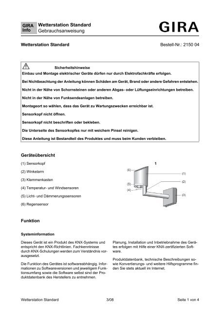 Wetterstation Standard Gebrauchsanweisung