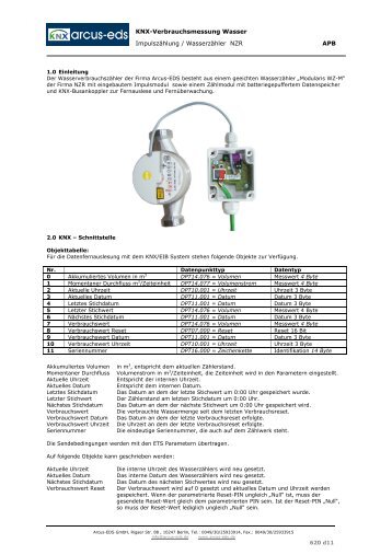 Impulszählung / Wasserzähler NZR APB KNX-Verbrauchsmessung ...