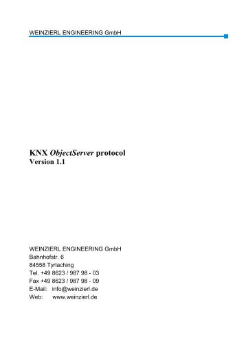 KNX ObjectServer protocol - Weinzierl Engineering GmbH