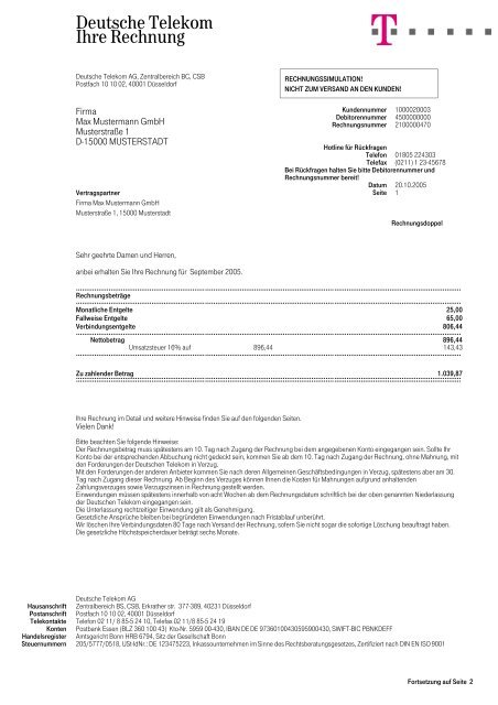 Deutsche Telekom Ihre Rechnung