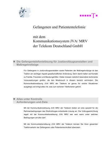 Gefangenen und Patiententelefonie - Telekom