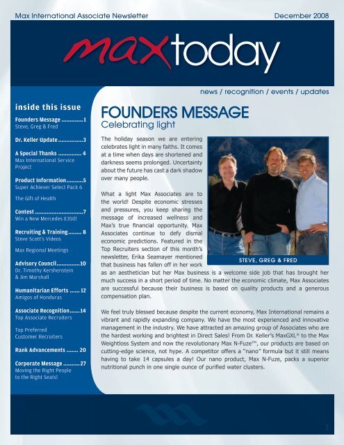 FOUNDERS MESSAGE - Max International Virtual Office