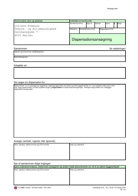 Dispensationsansøgning - Lolland Kommune