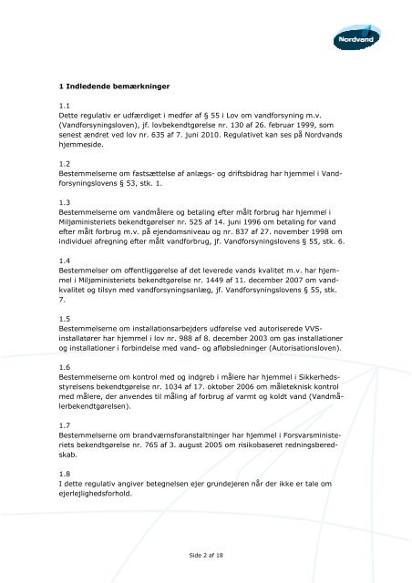 Regulativ for vandforsyning Gentofte - Gladsaxe Kommune