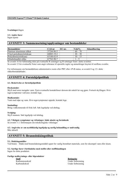 Sikkerhetsdatablad IDENTIFIKASJON AV STOFFET ...