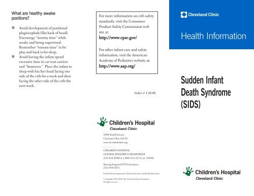 Sudden Infant Death Syndrome Trifold 13646 Qxp Cleveland Clinic