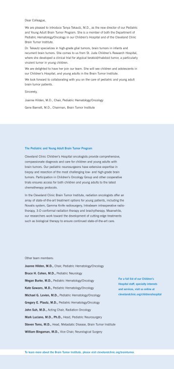 Dear Colleague, We are pleased to introduce ... - Cleveland Clinic