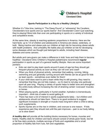 Sports Participation is a Key to a Healthy Lifestyle ... - Cleveland Clinic