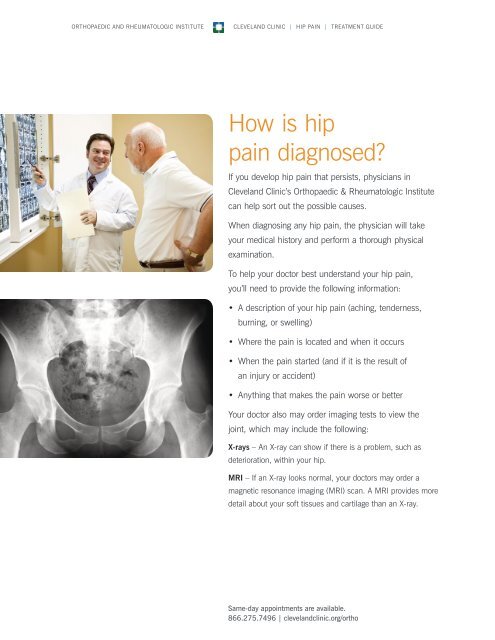 Treatment Guide Hip Pain - Cleveland Clinic