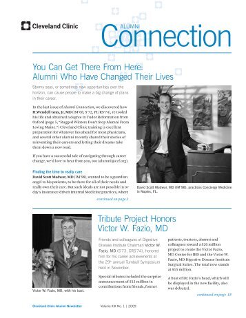 You Can Get There From Here: Alumni Who Have ... - Cleveland Clinic