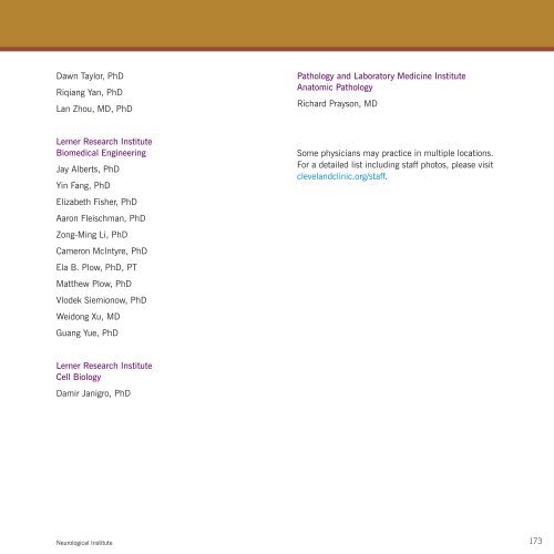 2010 Neurological Institute Outcomes - Cleveland Clinic