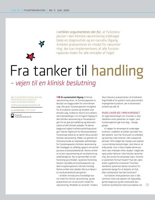 Fra tanker til handling - Fagforum for Muskuloskeletal Fysioterapi