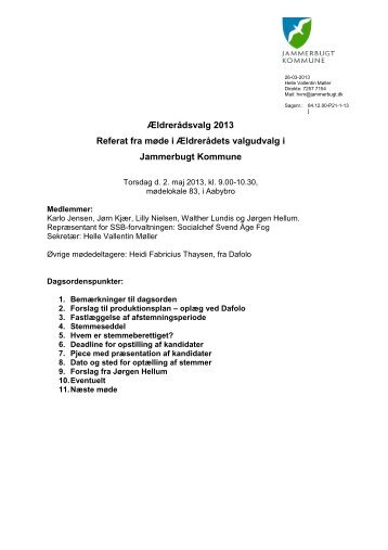 Referat fra møde i valgudvalget torsdag d. 2. maj 2013