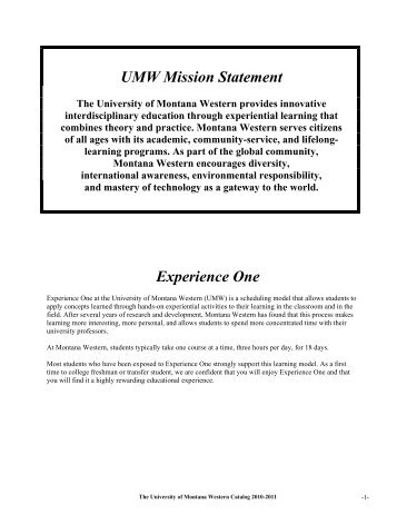 2010-2011 Catalog - The University of Montana Western