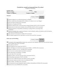 Checklist for essential environmental items--Pre-school Student ...