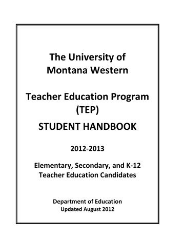 TEP Student Handbook - The University of Montana Western