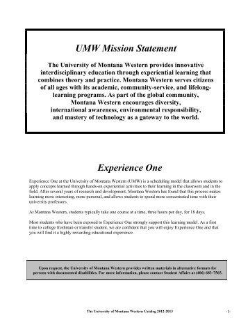 2012-2013 Catalog - The University of Montana Western