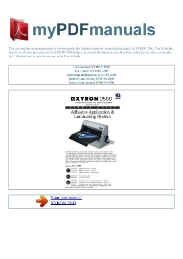 User manual XYRON 2500 - MY PDF MANUALS