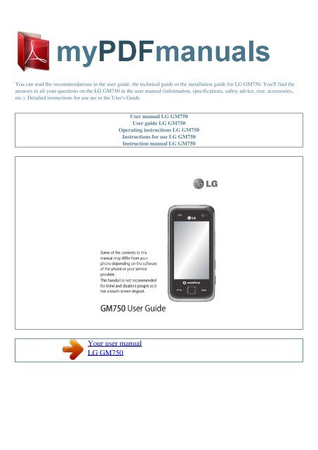 User manual LG GM750 - MY PDF MANUALS