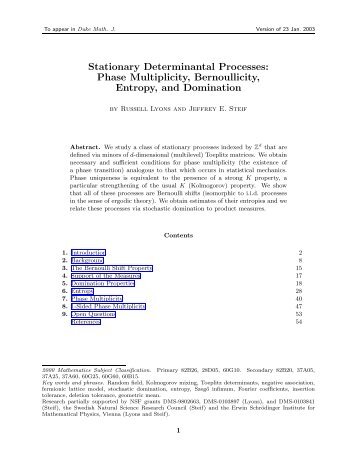 Stationary Determinantal Processes - Mypage - Indiana University