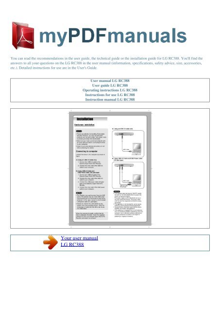 User manual LG RC388 - MY PDF MANUALS