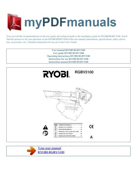 User manual RYOBI RGBV3100 - MY PDF MANUALS