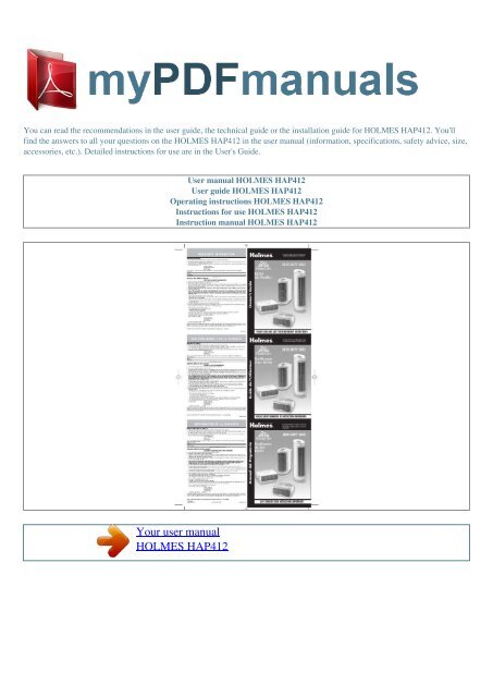 User manual HOLMES HAP412 - MY PDF MANUALS