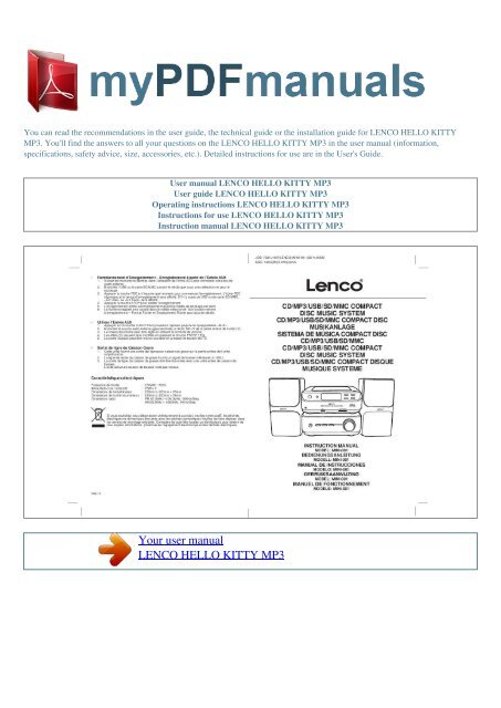 User manual LENCO HELLO KITTY MP3 - MY PDF MANUALS