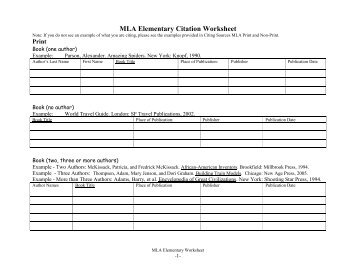 MLAElementaryWorksheet - Cherokee County Schools