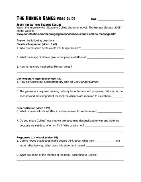 The Hunger Games worksheets