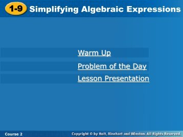 Simplifying Algebraic Expressions