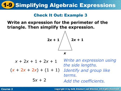 Simplifying Algebraic Expressions