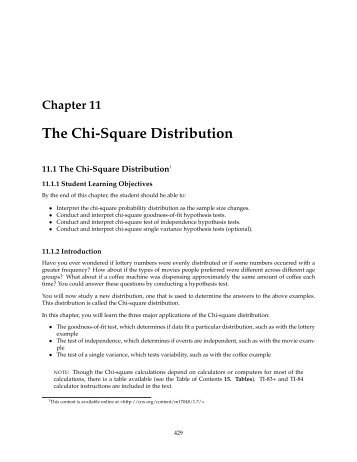 Chapter 11 The Chi-Square Distribution - Arkansas State University