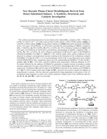 New Racemic Planar-Chiral Metalloligands Derived from Donor ...