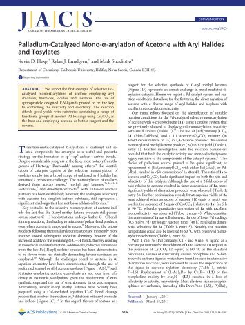 Palladium-Catalyzed Mono-α-arylation of Acetone with Aryl Halides ...