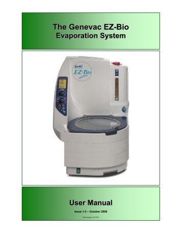 The Genevac EZ-Bio Evaporation System User Manual - Myweb.dal.ca
