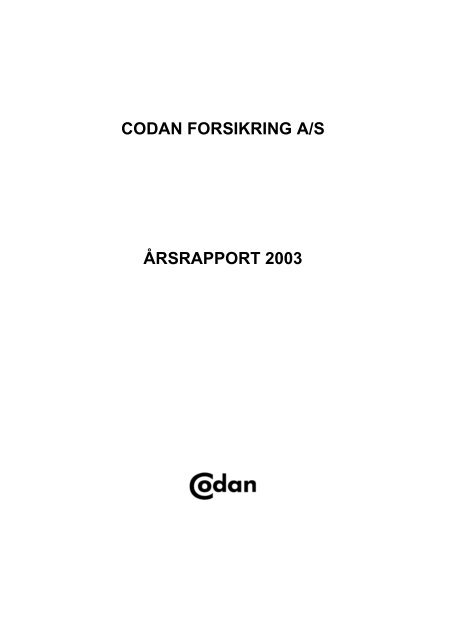 Årsrapport 2003 - Codan Forsikring A/S