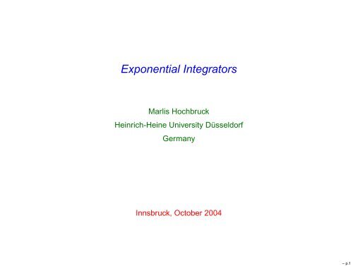Exponential Integrators - Numerical Analysis Innsbruck
