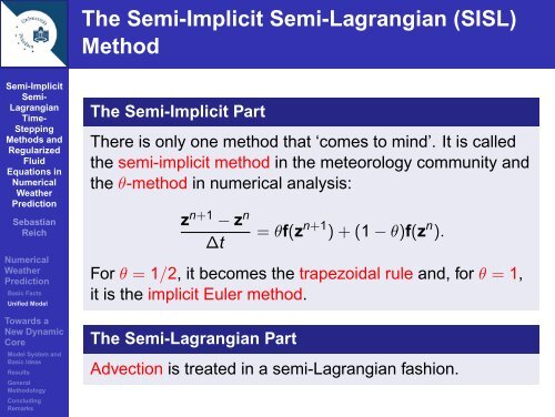 Semi-implicit semi-Lagrangian methods for numerical weather ...