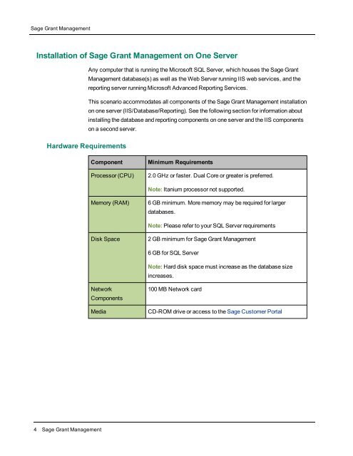 Sage Grant Management System Requirements