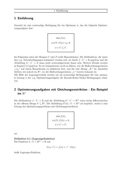 Seminar Optimierung mit PDE-Bedingungen