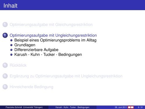 Karush - Kuhn - Tucker - Bedingungen im Banachraum - Universität ...