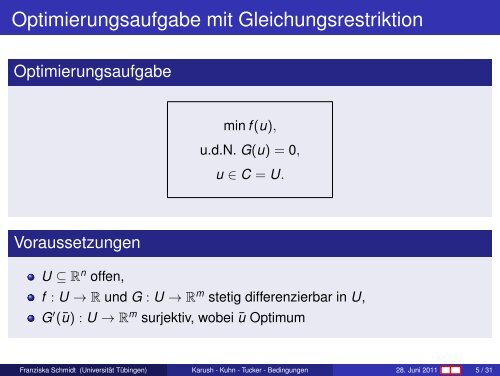 Karush - Kuhn - Tucker - Bedingungen im Banachraum - Universität ...