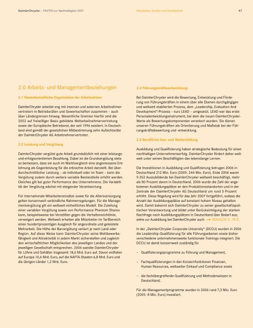 Fakten zur Nachhaltigkeit 2007 - Daimler Nachhaltigkeitsbericht 2012.