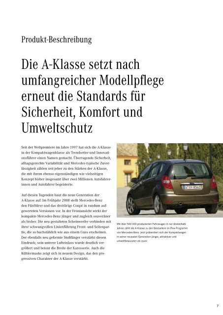 Umwelt-Zertifikat A-Klasse - Mercedes-Benz