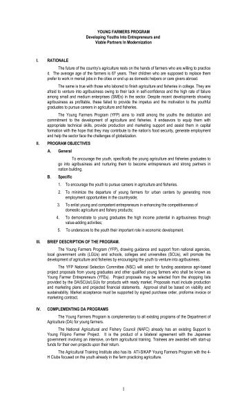 YFP Guidelines - National Agricultural and Fishery Council ...