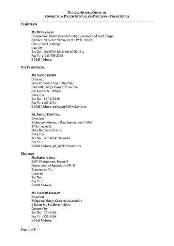 of 8 Chairperson, Committee on Poultry, Livestock and Feed Crops ...