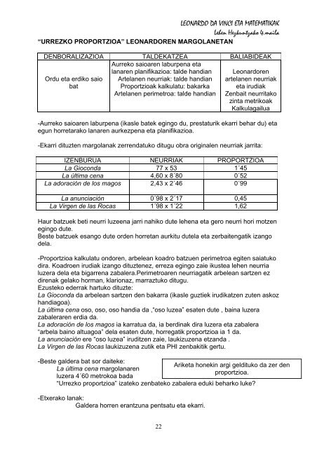 LEONARDO DA VINCI ETA MATEMATIKAK - Nagusia